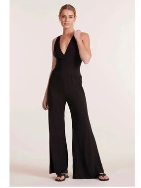 Bobi Wide Leg Jumpsuit with Cross back straps, Medium